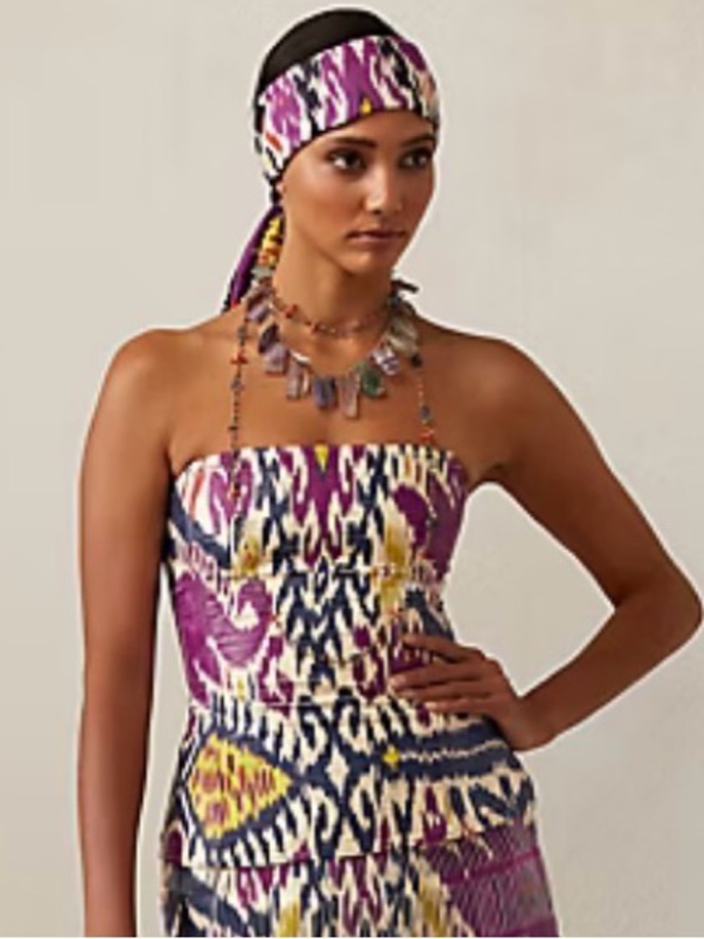 Ralph Lauren Purple Label Esteri Ikat-Print Nappa Leather Bustier - Picture 3 of 10